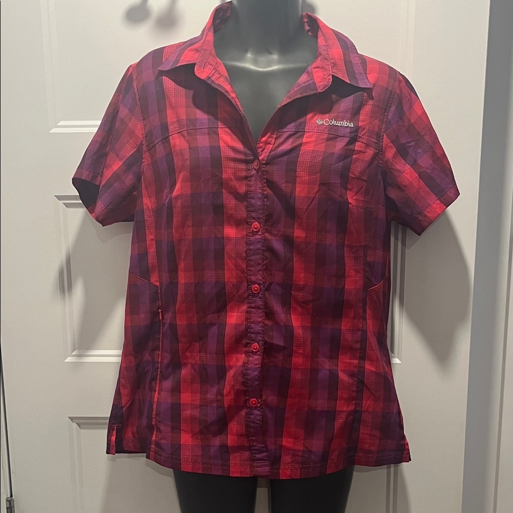 Columbia Red and Purple Checkered Shirt